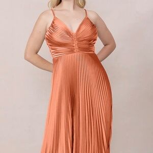 Revelry Vivian Satin Pleated Dress